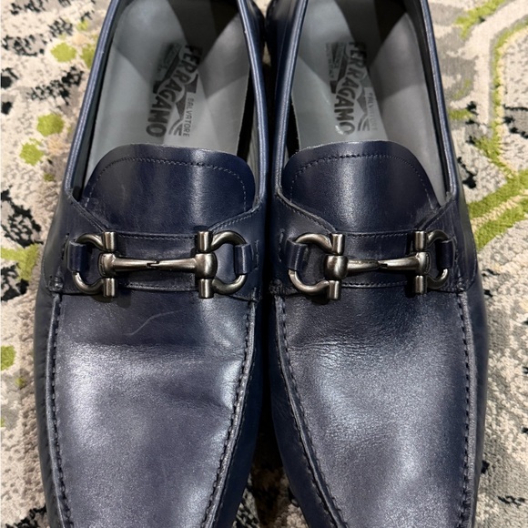 Salvatore Ferragamo Dark Blue Leather Loafers main image 7